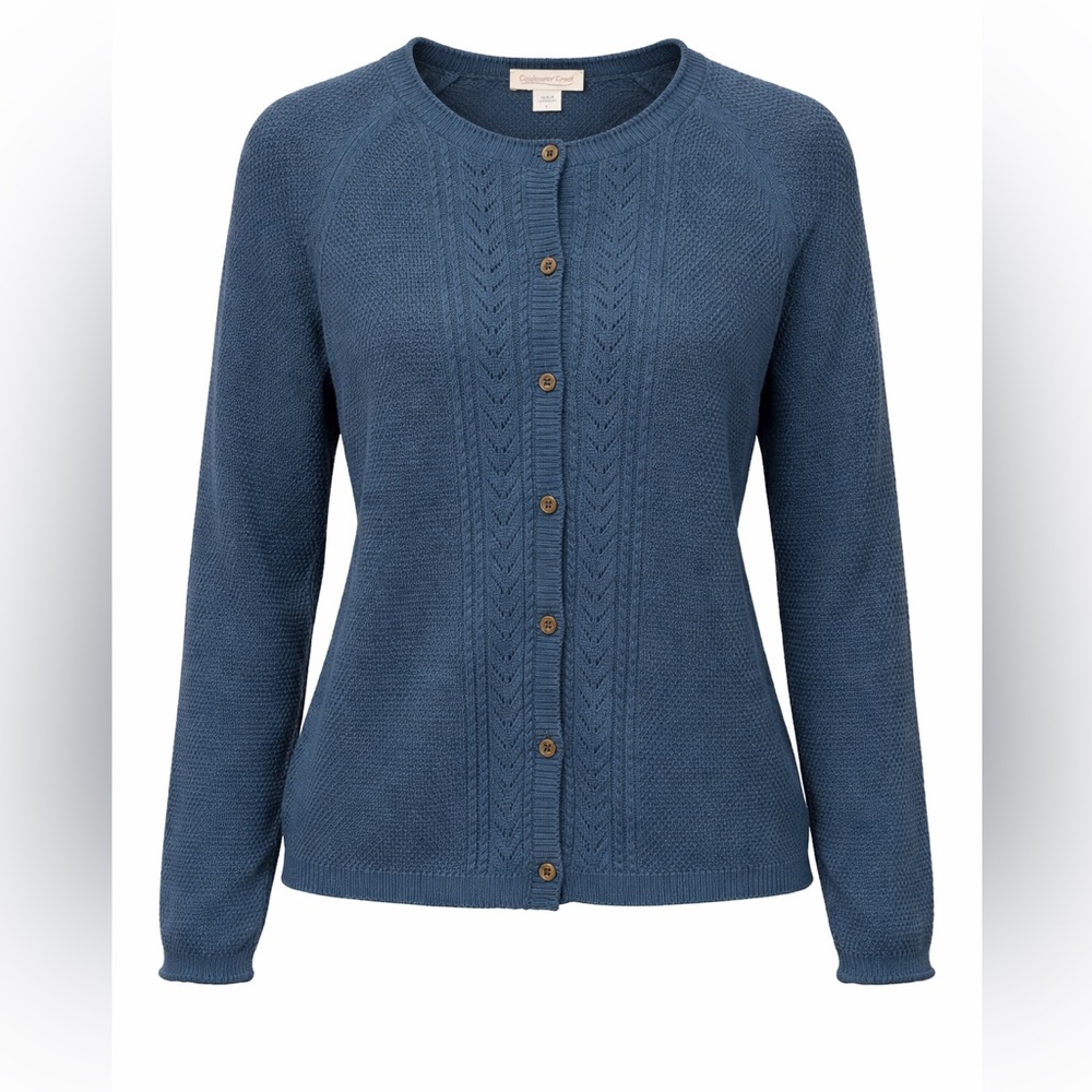 Coldwater Creek Blue‎ Green Button Front Knit Cardigan | Size L
